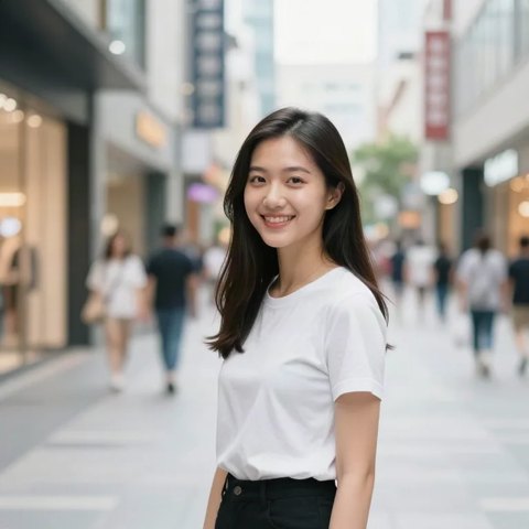 Shopper on a city shopping street